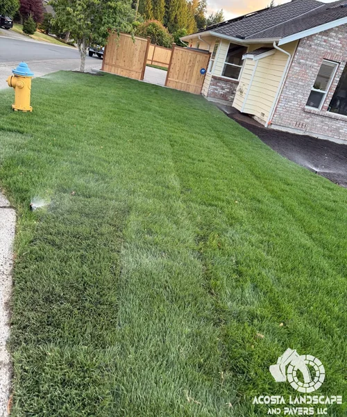 Contemporary Patio, Retaining Wall & Sod Renovation in Snohomish 